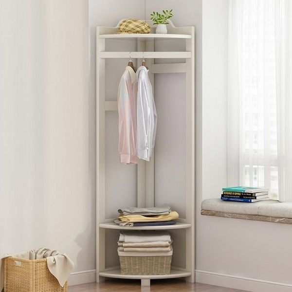 Wooden Coat Rack Two Storage Shelves and Hanging Rail Hall Stand Coat Rack