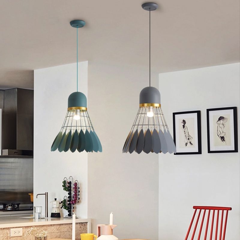 Badminton Hanging Lamp Artistry Metallic 1-Light Dinning Room Pendant Ceiling Light in White/Black/Grey