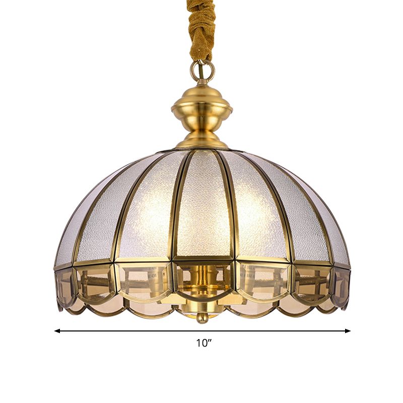 Brass 1 Bulb Hanging Ceiling Light Vintage Water Glass Dome Suspension Pendant Lamp