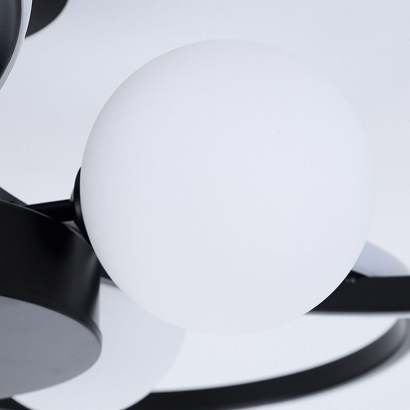 Modern Ring Shaped LED Semi Flush Light Living Room Ceiling Light with Glass Shade