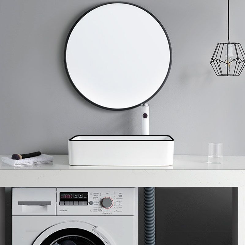 Rectangular Bathroom Sink Porcelain Trough Bathroom Sink(Not Included Faucets)