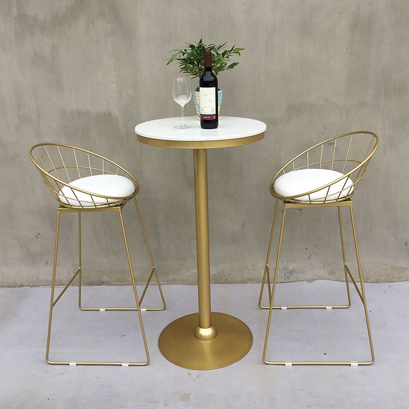 Modern Round Pub Table Set 1/2/3 Pieces Bar Table with Metal Stools