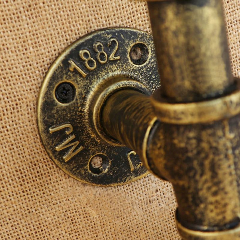 Wrought Iron Bottle Wall Light Antique 3 Lights Living Room Blue/Clear Wall Mounted Lamp with Aged Brass Pipe