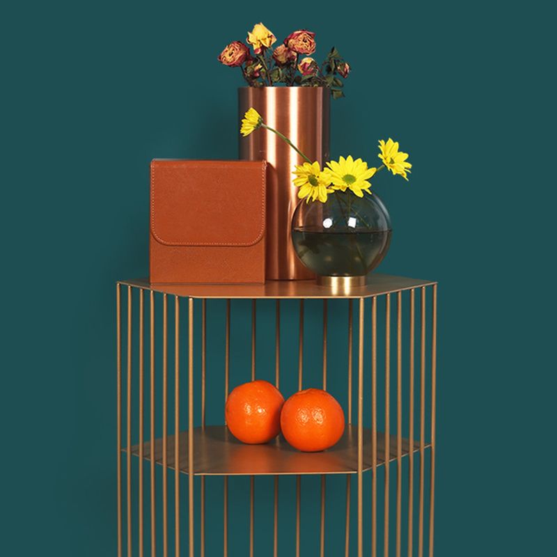 Black/white/gold Geometric Top Side Table Ironcraft Frame End Table