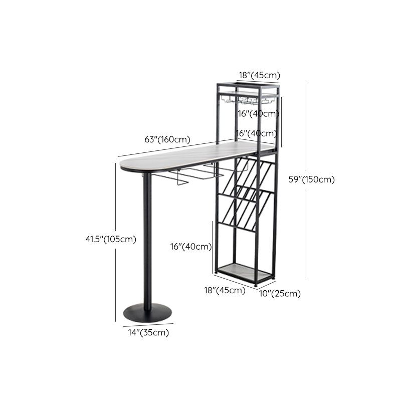 Modern Pub Table with Storage Base Specialty Stone Top Bar Table