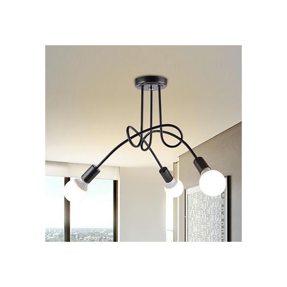 Montaje empotrado de techo de 3/5 cabezales con brazo giratorio, iluminación de montaje semiempotrado de cocina elegante Retro de Metal en blanco y negro