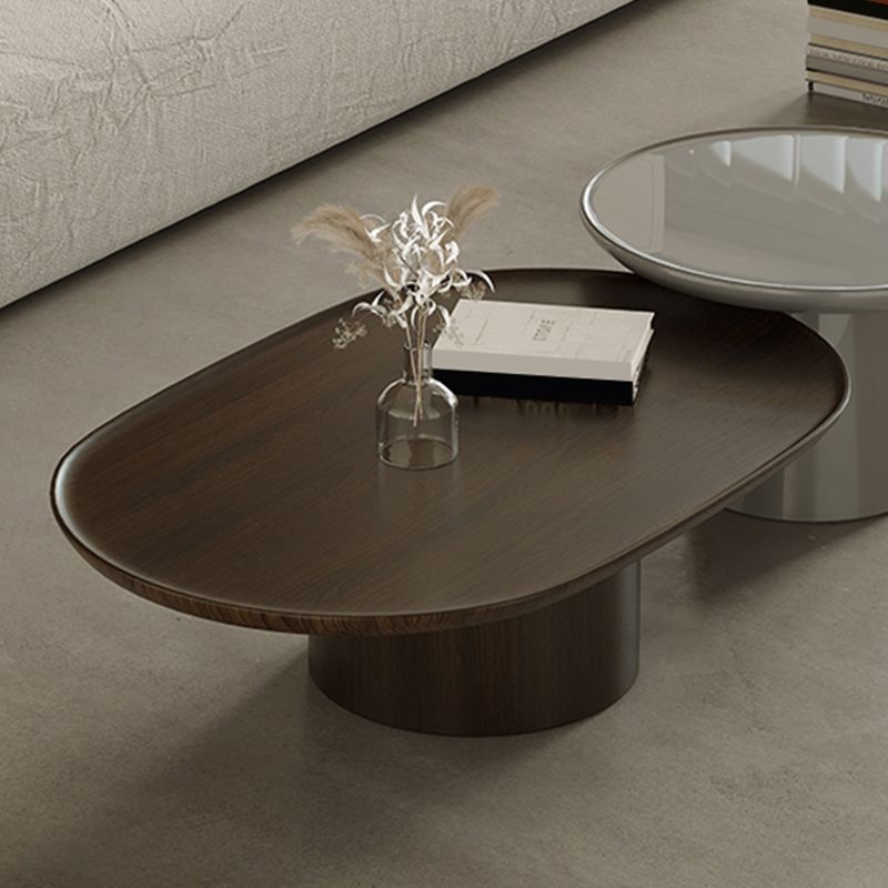 Contemporary Cocktail Table Pedestal Wooden Coffee Cocktail Table