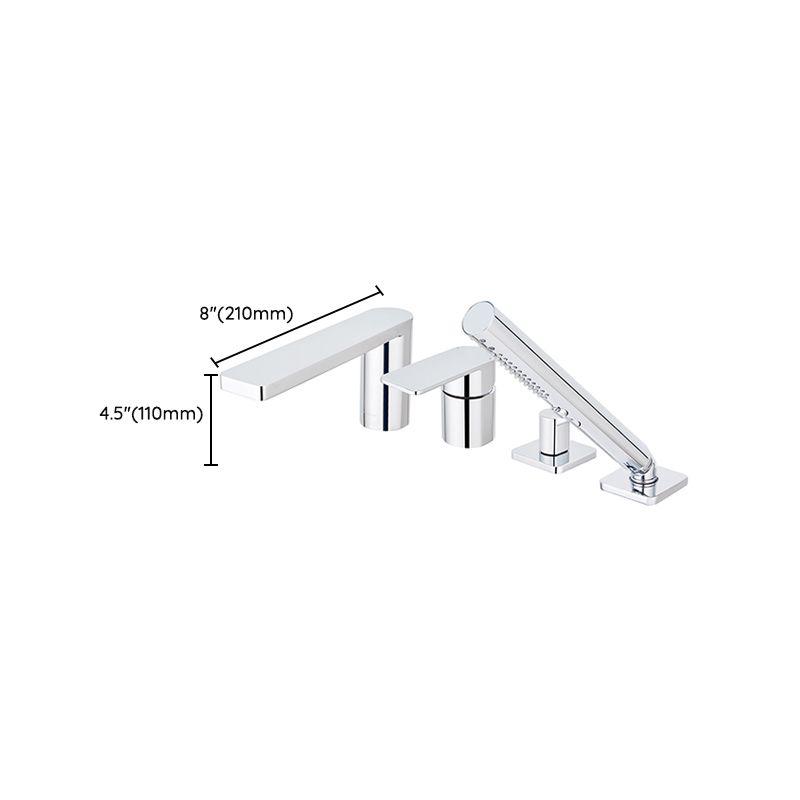 Modern Deck Mounted Roman Tub Faucet Bronze Low Arc Roman Tub Faucet Set