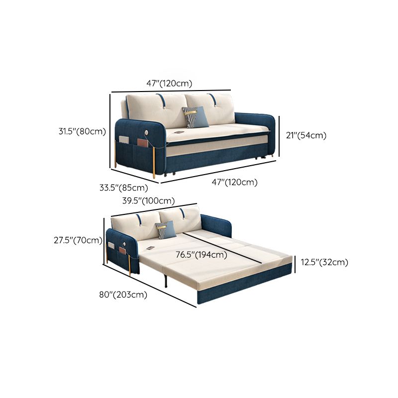 Glam Convertible Sofas Flared Arms Pillow Back Sofa Bed with Storage