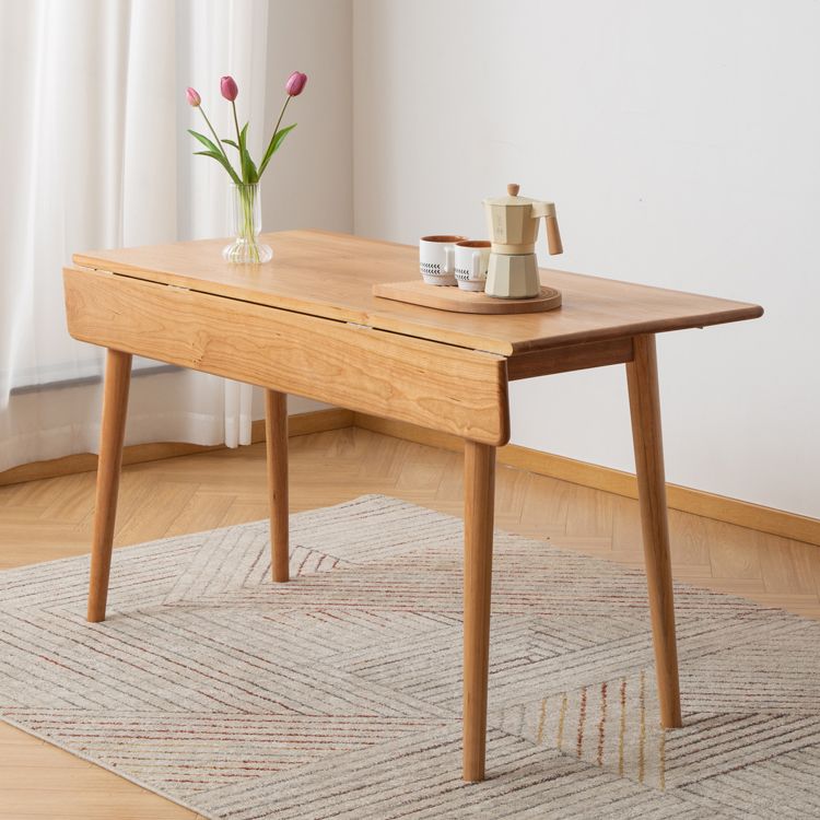 Mid-Century Modern Dining Table Rectangle Solid Wood Dining Table with 4 Legs