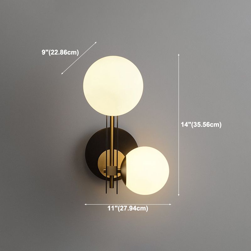2 Lights Geometric Wall Lighting Fixtures Modern Style Glass Wall Mounted Lamps in Black