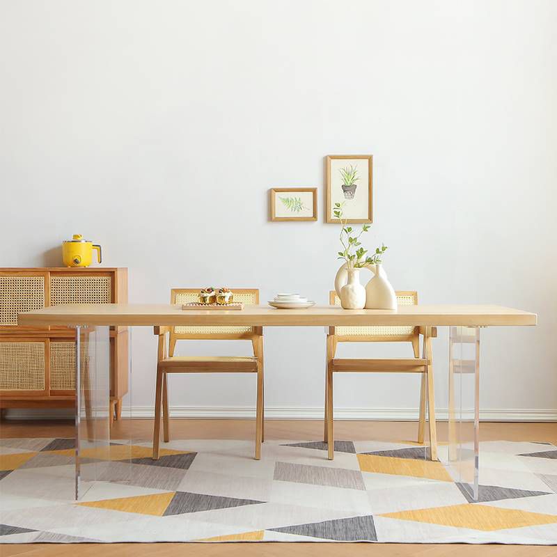 Natural Finish Pine Wood Dining Set 1/2/3/5 Pieces Modern Dinette Set