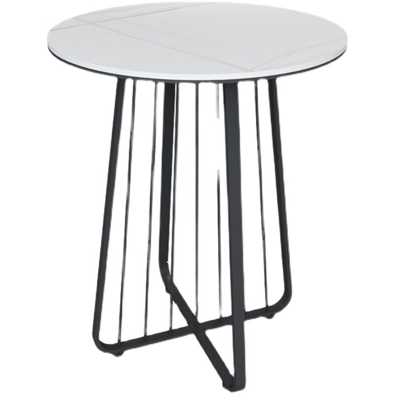 24" Tall Contemporary Round Sintered Stone Side End Table with Metal Frame