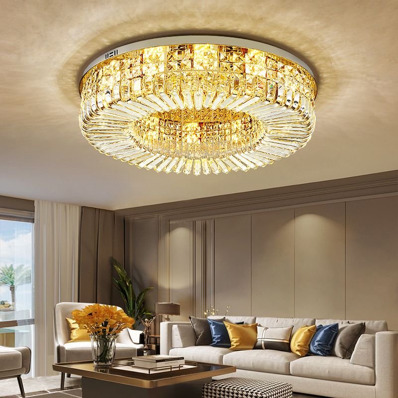 Modern Crystal Ceiling Light Simple Flush Mount Light Fixture for Bedroom