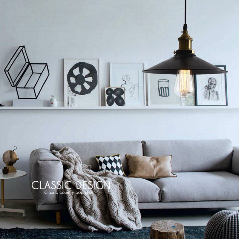 Industrial Simplicity Hanging Light Fixture with Metal Shade for Drawing Room Coffee Shop