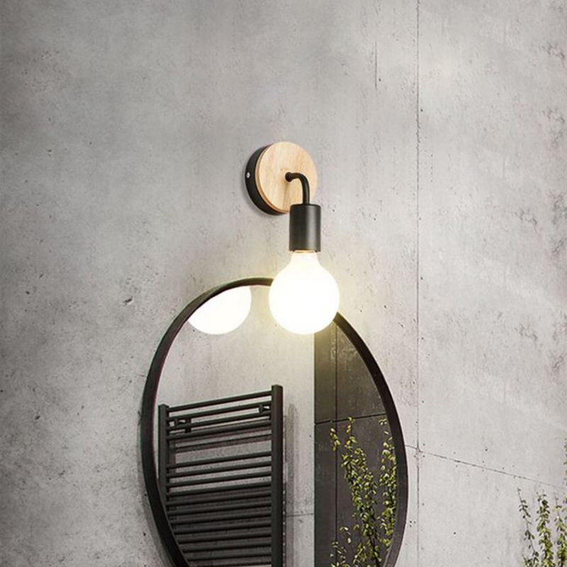 1 Light Geometric Wall Mounted Light Fixture Modern Style Wood Wall Sconce Lights