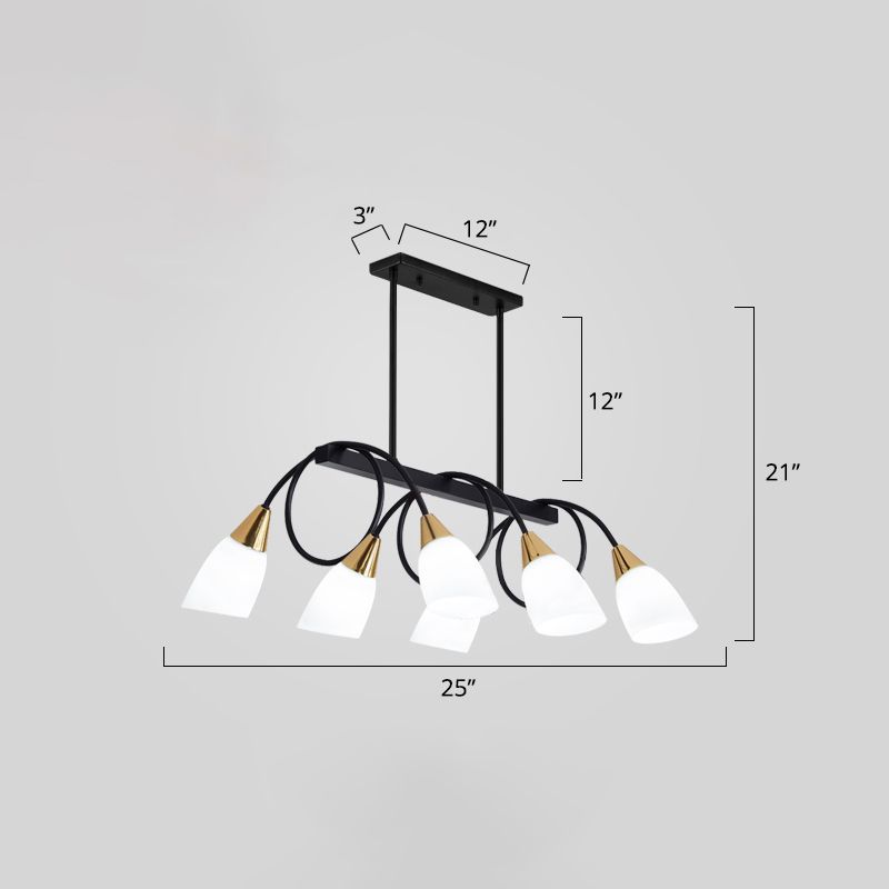 White Glass Tulip Suspension Light Modernist Island Ceiling Light for Dining Room