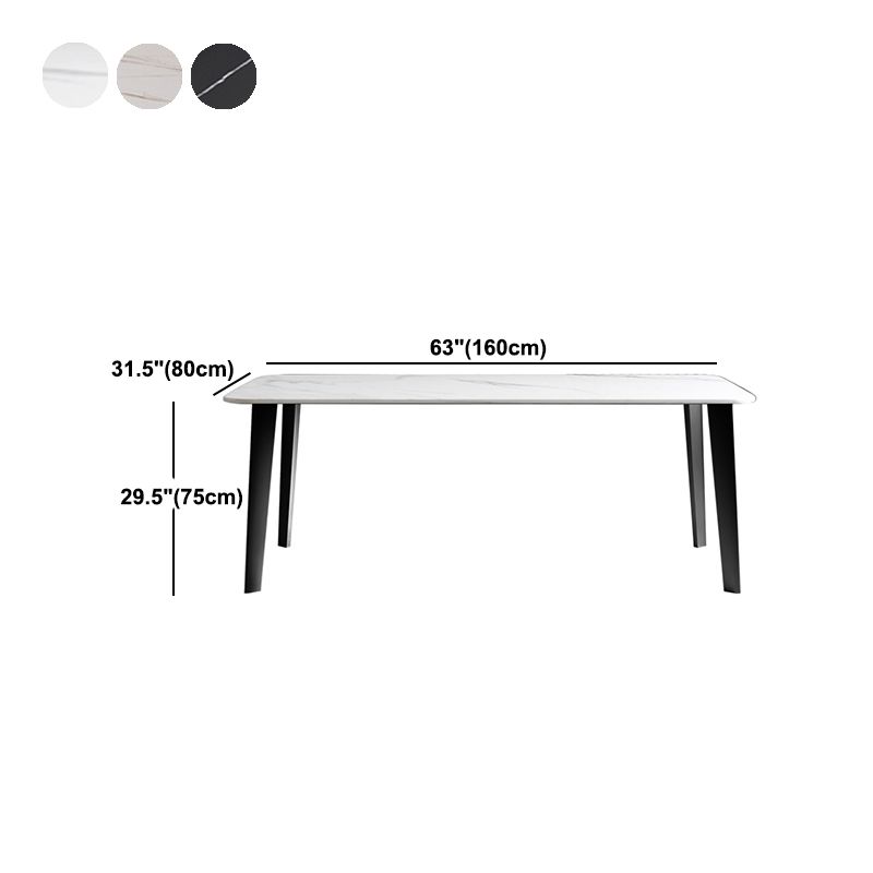Black Steel 4-foot Table Industrial Rectangle Stone Top Dining Room Table