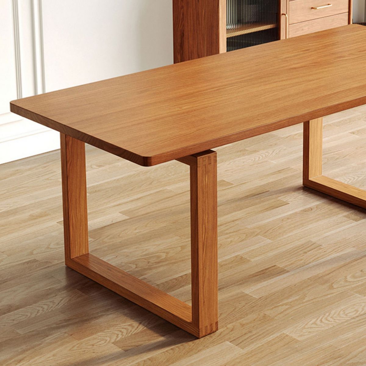 Modern Rectangle Counter Dining Table Trestle Solid Wood Natural Dining Site Table