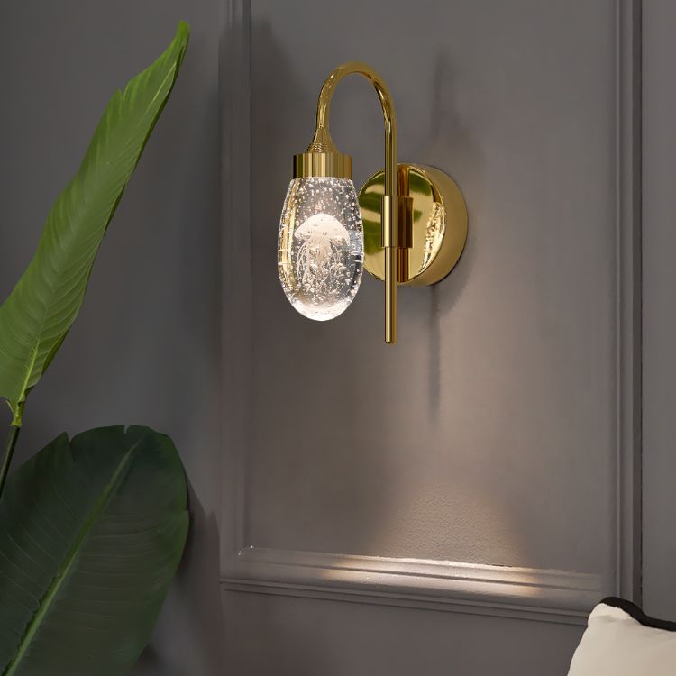 Iluminación de pared de 1 luces de oro de 1 luces de estilo moderno de cristal de cristal Ideas de iluminación de pared
