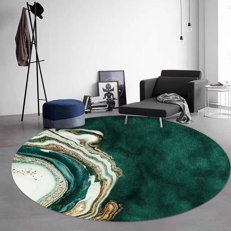 Green Black Graphic Rug Polyester Modern Rug Non-Slip Backing Rug for Living Room