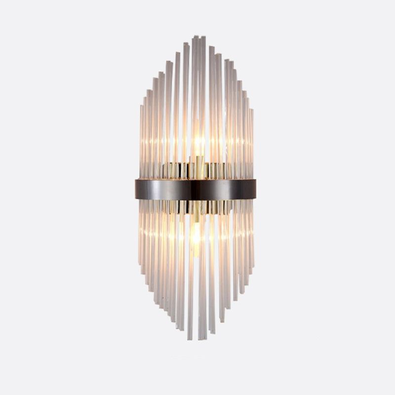 2-Bulb Postmodern Style Crystal Wall Mounted Lamp for Corridor Half Shade Wall Light Fixture