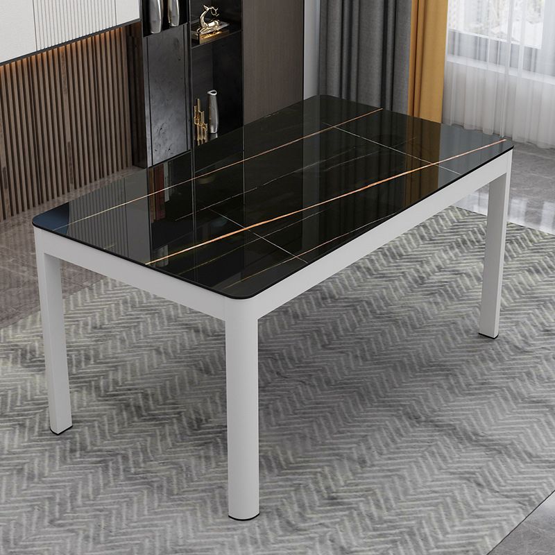 Metal Modern Rectangle Indoor Table Glass Top Table for Dining Room and Kitchen