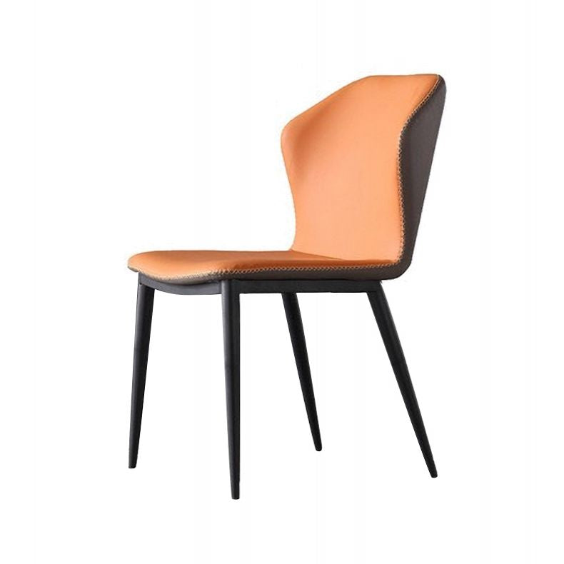 Silla de comedor sin brazos Wingback de diseño industrial Sillas de comedor de piel sintética