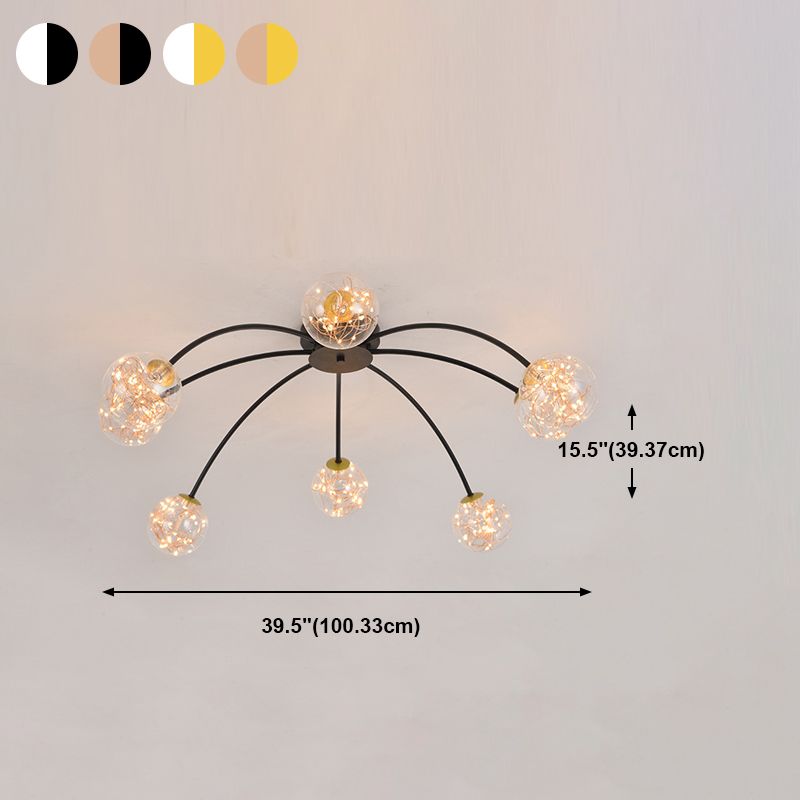 Lámpara de techo redondo de vidrio lámpara de montaje semi rasciquete led simple