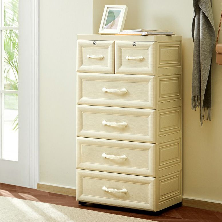 Contemporary Wardrobe Armoire with Drawer Plastic Non-Hanging Armoire