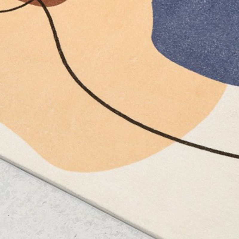 Beige Modern Rug Irregular Line Rug Washable Rug for Home Decor