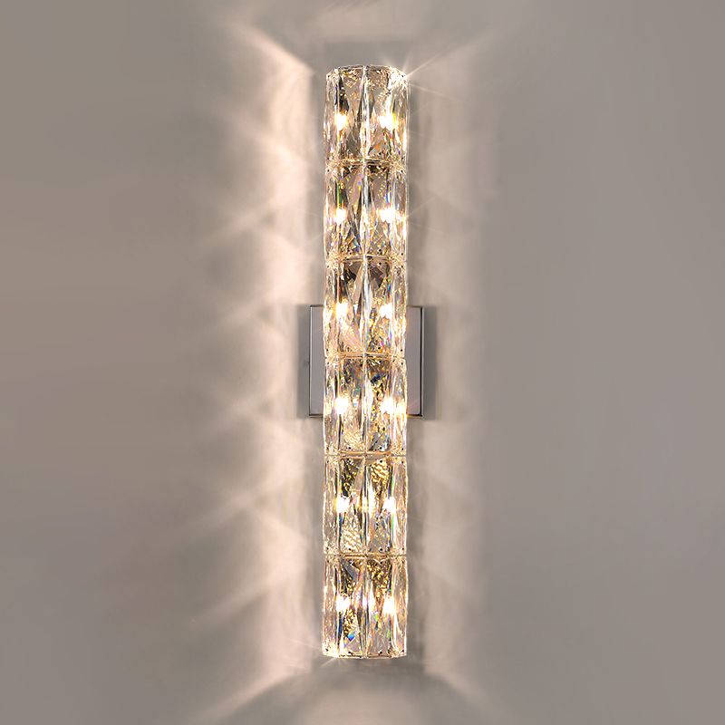 Light Luxury Metal Wall Light Rectangle Shape Wall Lamp with Crystal Shade for Bedroom