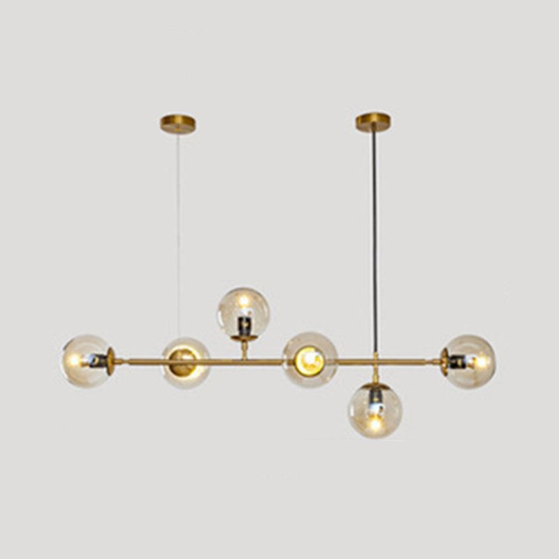Modern Linear Ceiling Pendant Light Glass 6 Lights Hanging Ceiling Lights