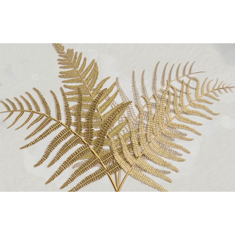 Fern Wall Decor in Yellow and Green, Minimalist Wall Mural for Living Room