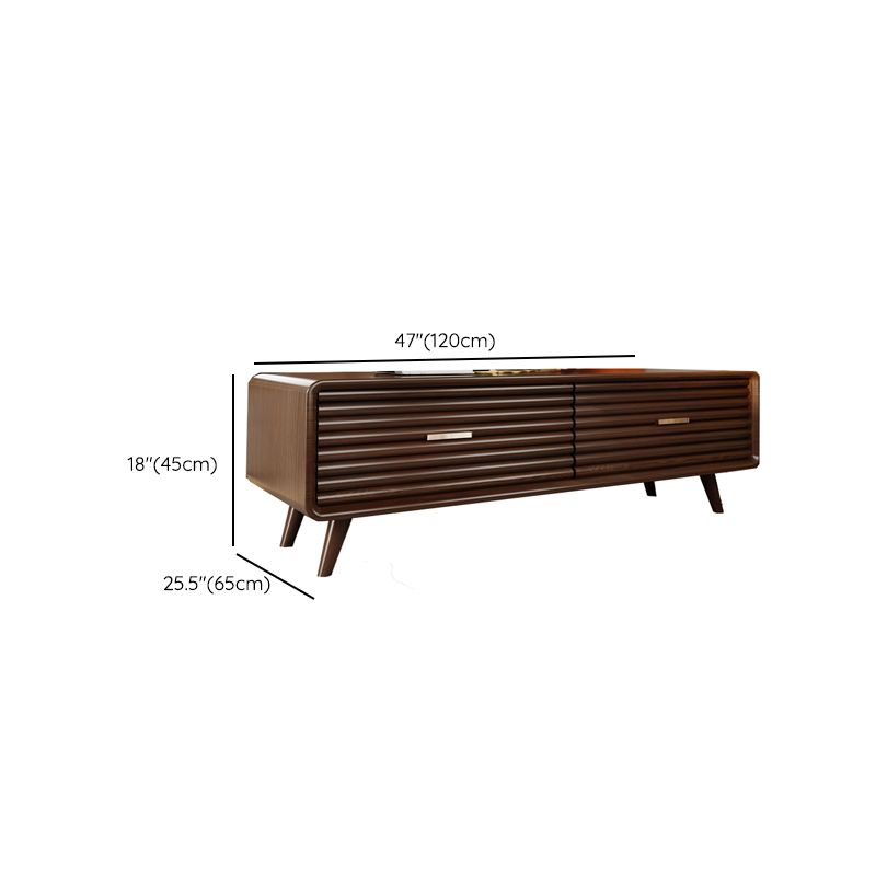 Solid Wood Mid-Century Modern Rectangle Brown Coffee Table with Storage Drawers