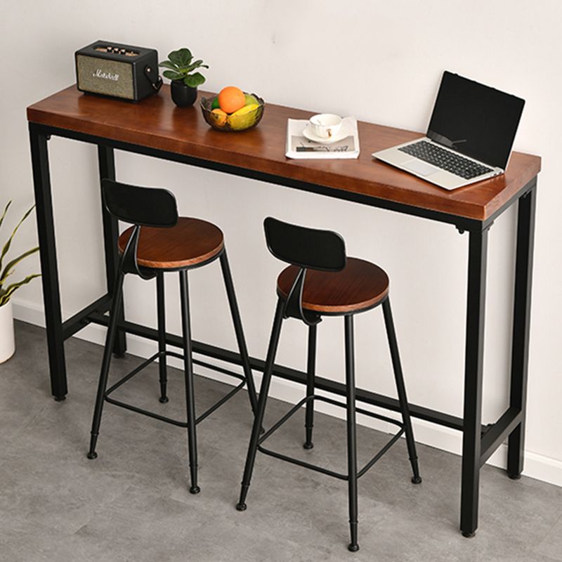 Solid Wood Top Bar Table Set 1/3/5 Pcs Iron Frame Bar Table and Stools