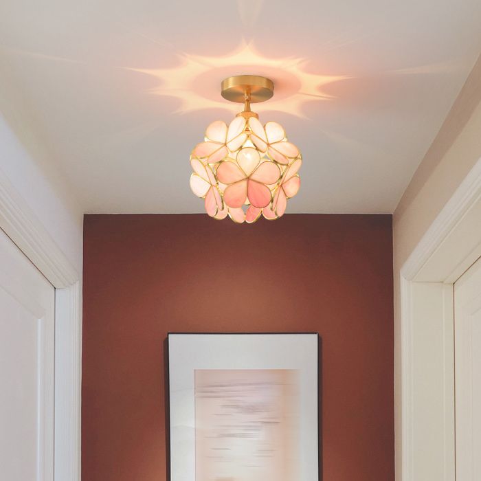 Modern Ceiling Light 1-Light Ceiling Mount Lamp with Glass Shade for Living Room