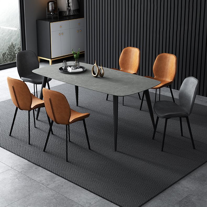 Modern 1/4/7 Pieces Dinette Set with Grey Sintered Stone Top Rectangle Dining Table Set