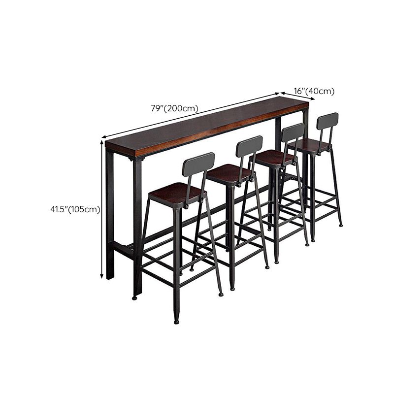 Industrial Bar Table Solid Wood Rectangle Pub Table for Outdoor Breakroom