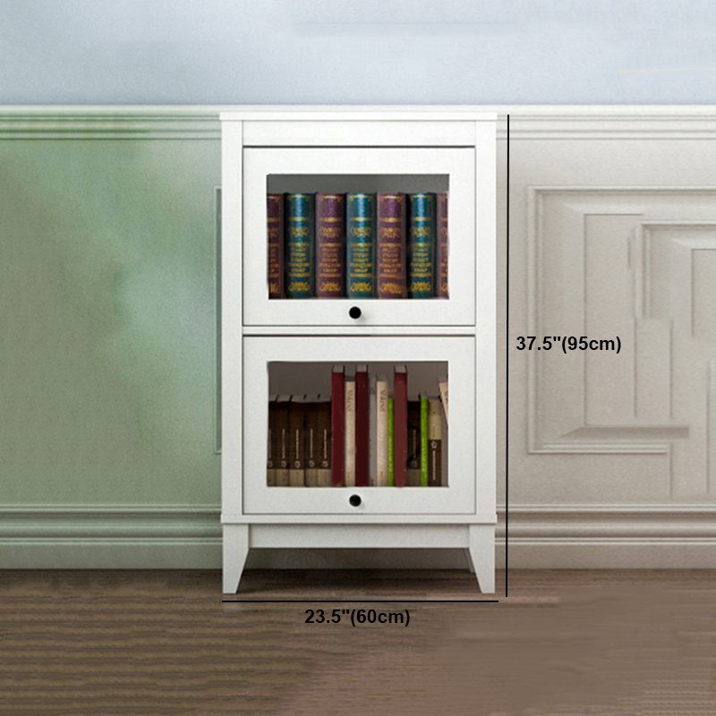 White Manufactured Wood Standard Bookcase Modern Bookshelf with Glass Doors