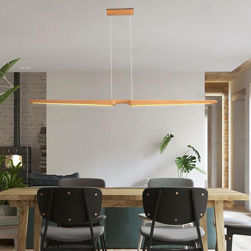 Éclairage de pendentif en bois linéaire moderne LED LED PLACE PLACE PLACE POUR BURE