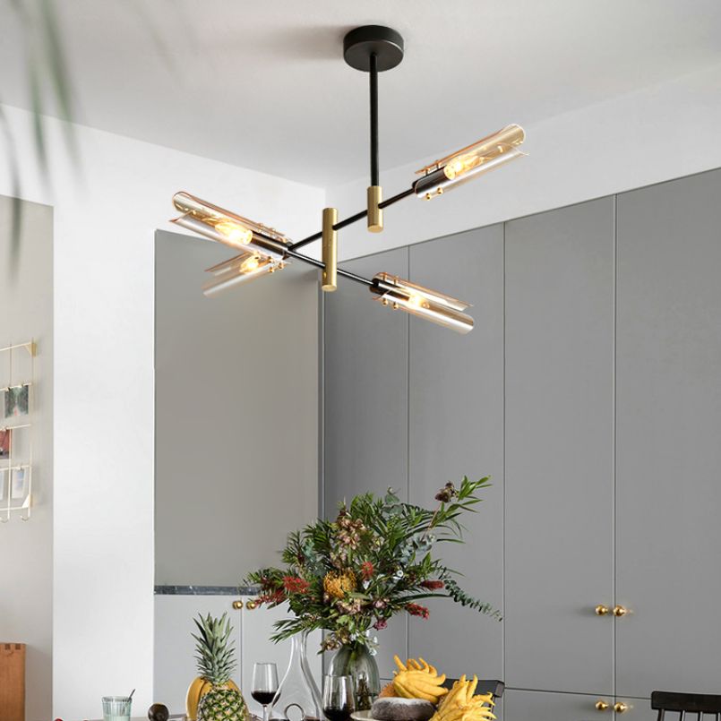 Contemporary Gold Black Iron Hanging Chandelier Ceiling Hanging Light Fixture