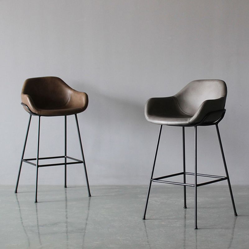 Industrial Style Metal Bar-stool Leather Counter Bar Stool for Kitchen Bar