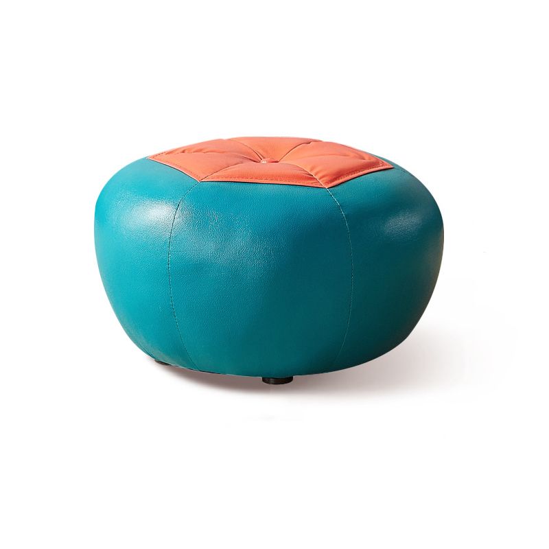 Specialty Ottoman Faux Leather Water Resistant Pouf Geometric Pattern Ottoman