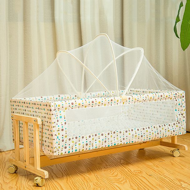 Solid Wood Rectangle Bassinet Rocking and Gliding Crib Cradle for Baby