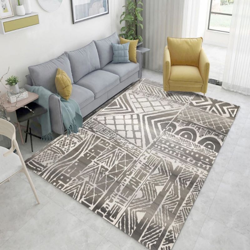 Pretty Floral Print Rug Multi-Color Moroccan Style Rug Polyester Non-Slip Washable Stain Resistant Rug for Room