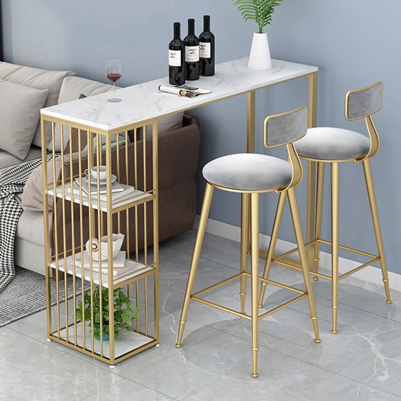 Industrial Style Bar Table Stone Rectangle Pub Table for Outdoor and Breakroom