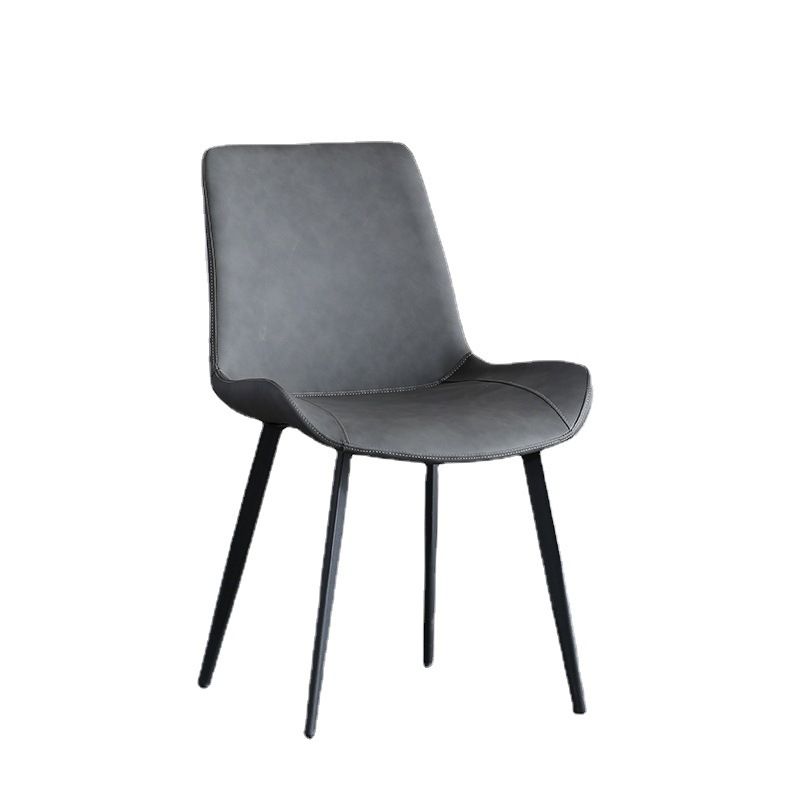 Sillas laterales con brazo de estilo industrial, sillas de comedor con respaldo sólido de cuero para cocina (juego de 4)