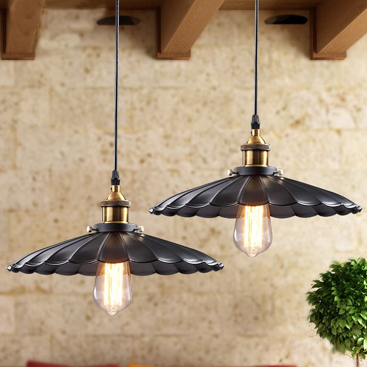 Classico industriale Classico a pendente singolo Light Ferro Smaloped Lampada sospesa in nero