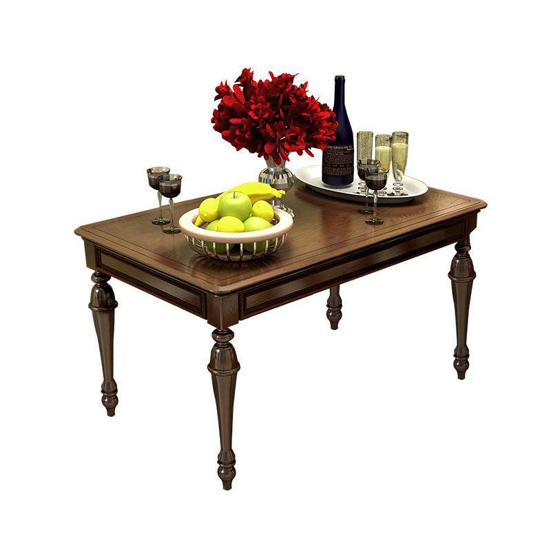 Solid Wood Top Dining Table Mid-Century Modern Dining Table with 4 Wood Legs